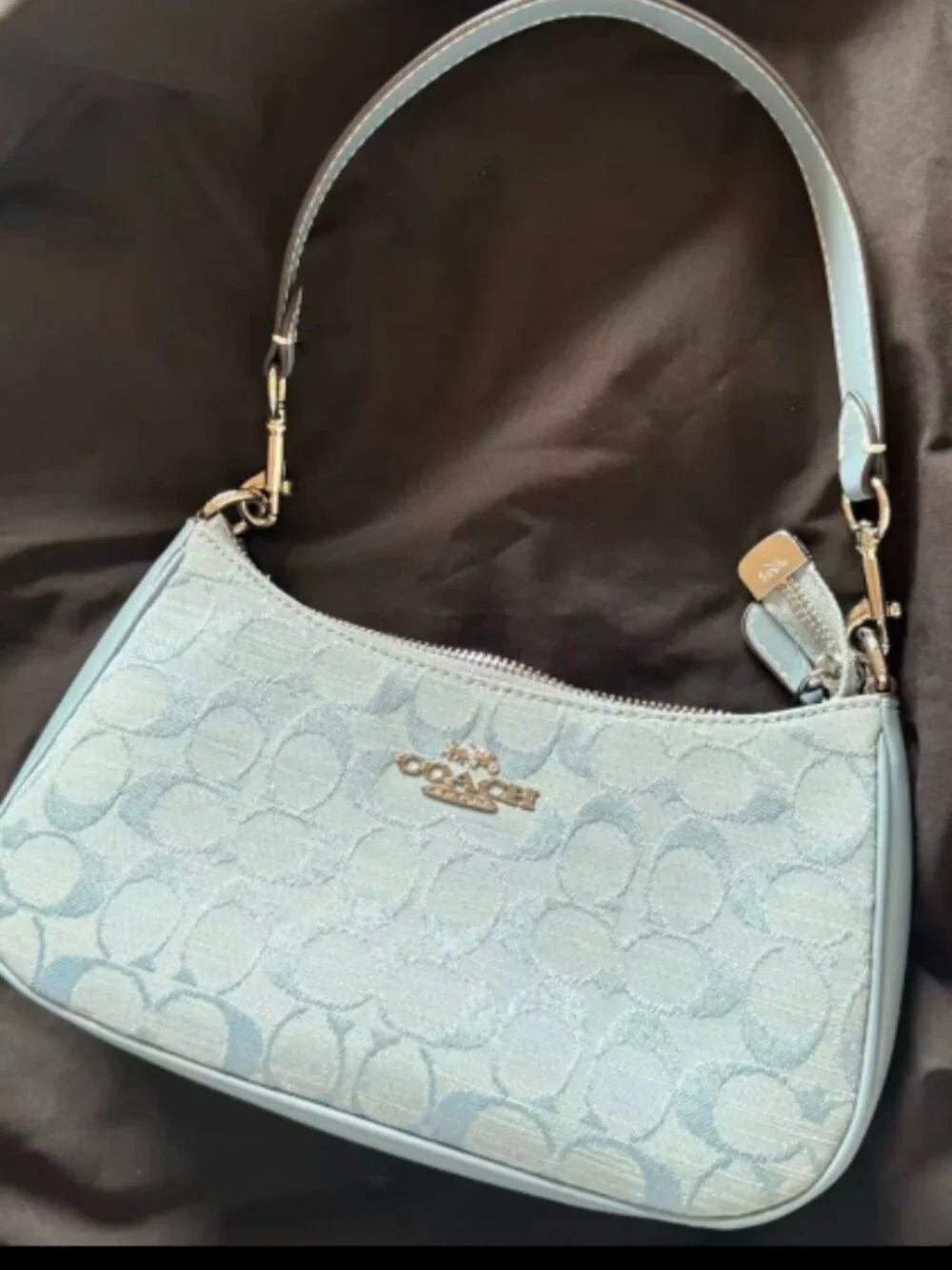 Authentic Coach Signature Collection Light Blue Mini Bag Gently Used
